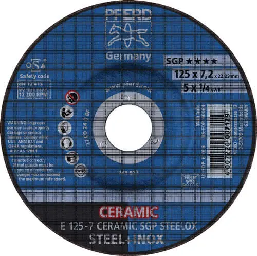 Schruppscheibe CERAMIC SGP STEELOX D180xS7mm gekr.STA Bohr.22,23mm PFERD