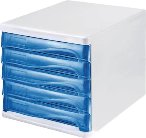 Schubladenbox 5 Schubl.weiß/blautransparent