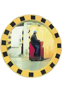 Sicherheits-/Verkehrsspiegel D.600mm Ku.,gelb/schwarz f.2 Richtungen 11m SPL