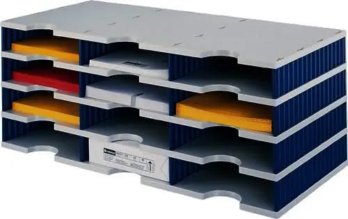 Sortierablage Trio 24 Fächer H573xB723xT331mm Polystyrol grau/blau