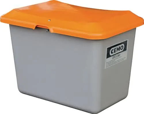 Streugutbehälter L890xB600xH640mm 200l GFK grau/orange o.Entnahmeöffnung CEMO