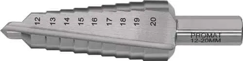 Stufenbohrer Bohrber.12-20mm HSS ger.genutet Z.2 Stufen 9 PROMAT