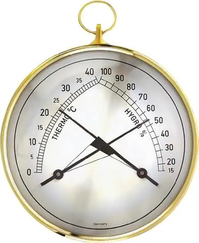 Thermo-Hygrometer Messber.0 b.40GradC/Luft 15-99% T.35mm Messingring