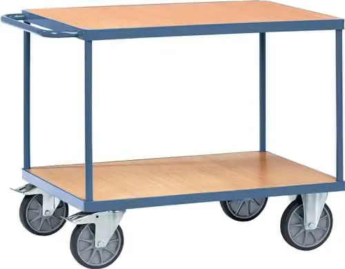 Tischwagen 2 Ladeflächen L1000xB700mm taubenblau Trgf.600kg PROMAT