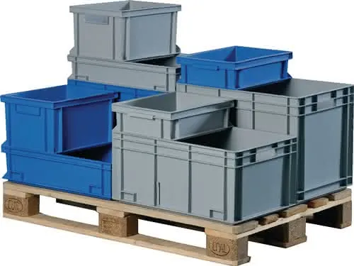 Transportbehälter L400xB300xH120mm grau PP Muschelgr.Seitenwände geschl.PROMAT