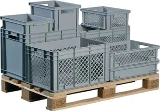Transportbehälter L600xB400xH150mm grau PP Durchfassgr.Seitenwände durchbrochen