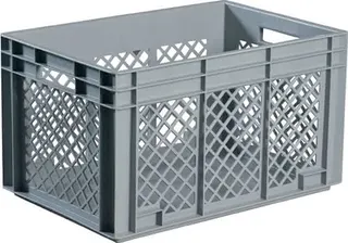 Transportbehälter L600xB400xH420mm grau PP Durchfassgr.Seitenwände durchbrochen