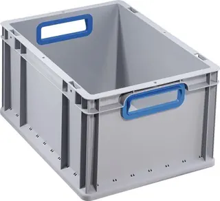 Transportstapelbehälter L400xB300xH220mm grau PP offener Griff blau