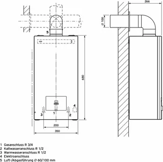 Vaillant WW-Geyser turboMAG 145/1 E-Gas Gas-Durchlaufwasserheizer mit Gebläse – Bild 2