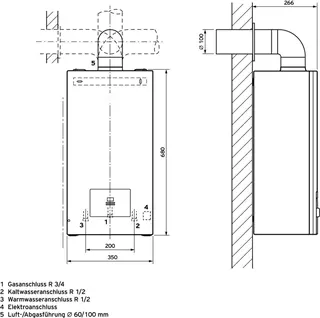 Vaillant WW-Geyser turboMAG 145/1 LL-Gas Gas-Durchlaufwasserheizer mit Gebläse – Bild 2