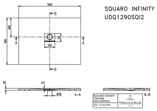 Villeroy & Boch Duschwanne Squaro Infinity 1200x900x40mm re-eckig flb Einbau AR StoneWhite – Bild 3