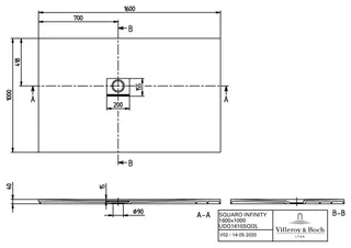 Villeroy & Boch Duschwanne Squaro Infinity 1600x1000x40mm re-eckig EB:li flb Einbau AR StoneWhite – Bild 4