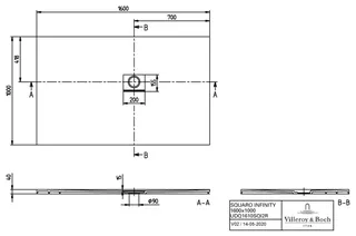 Villeroy & Boch Duschwanne Squaro Infinity 1600x1000x40mm re-eckig EB:re flb Einbau AR StoneWhite – Bild 2