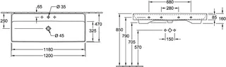 Villeroy & Boch Schrankwaschtisch Collaro 1200x470mm re-eckig 1HL. o. ÜL. Weiß Alpin cplus – Bild 2