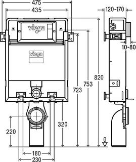 Viega WC Block 3L Prevista Pure 8516 in 820 mm Stahl verzinkt – Bild 3