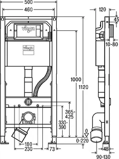 Viega WC Element Prevista Dry 8521 mit Dusch WC Anschluss 1120 mm höhenverst. – Bild 3