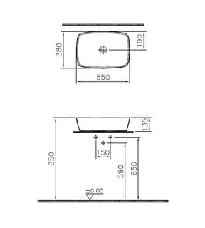 VitrA Aufsatzschale Shift 550 x 380 mm rechteckig oHL oÜL Weiß Hochglanz VC – Bild 2