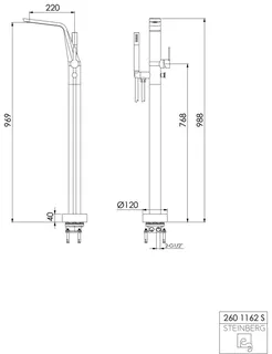 Wanne/Brause -Armatur freistehend design4YOU 3.0, m.Umsteller, HB.,schwarz – Bild 2