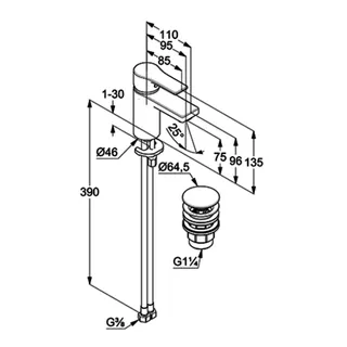 Waschtisch-EHM 75mm m. Push Open trend4YOU 2.0, chrom – Bild 3