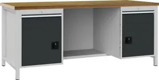 Werkbank lichtgrau grau B2000xH859xT750mm Buche Multiplex 40mm 2