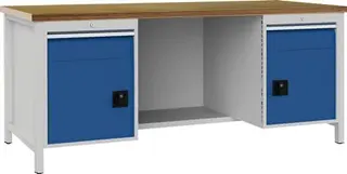 Werkbank lichtgrau signalblau B2000xH859xT750mm Buche Multip.40mm