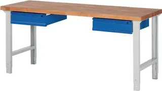 Werkbank Ser.BK 650 B2000xT700xH790-1140mm Buche massiv grau