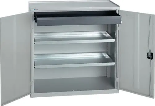 Werkzeug-/Beistellschrank H1000xB1000xT500mm 1Schubl.2BD lichtgrau