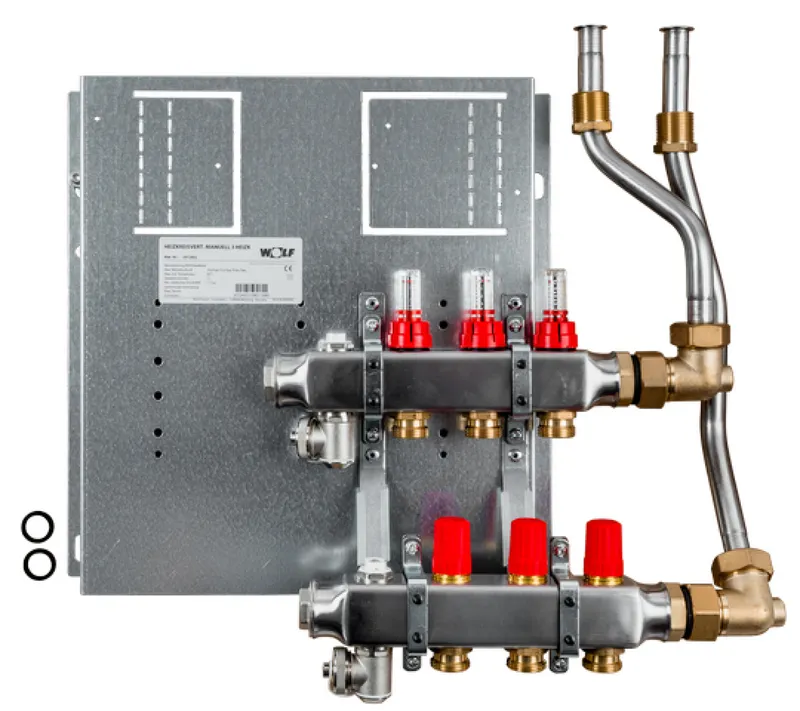 WOLF Heizkreisverteiler manuell CUC-B 3 Heizkreise, mit Durchflussmesser