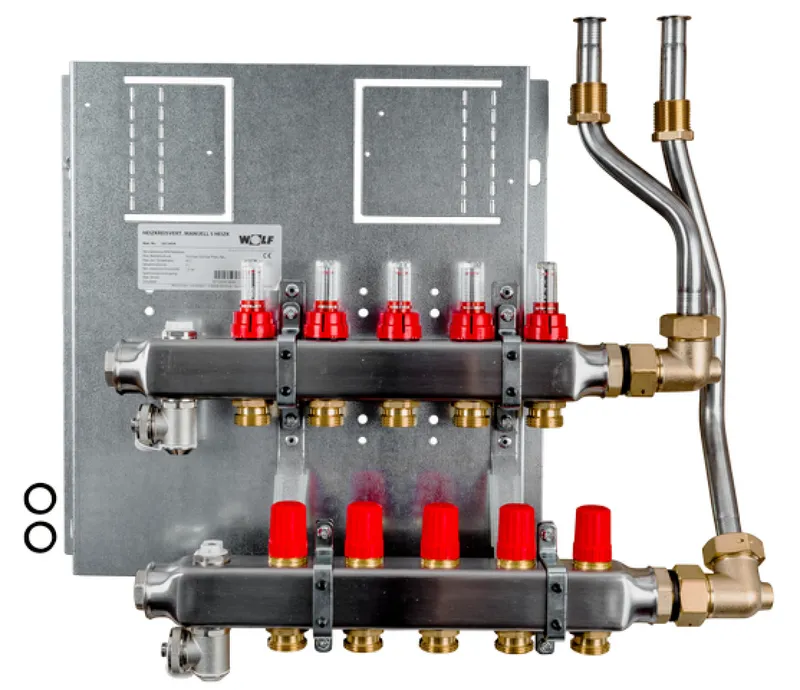 WOLF Heizkreisverteiler manuell CUC-B 5 Heizkreise, mit Durchflussmesser