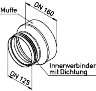 Helios IP-ARZ 160/125 Muffe DN160 a. Stutzen DN125 m. Dichtung – Bild 2