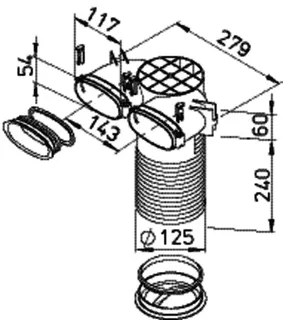 Helios FRS-DWK 2-51/125 Decken-/Wandkasten DN 125 u. 2 x Oval 51 – Bild 2
