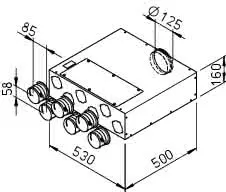 Helios FRS-FVK 6-75/125 Flach-Verteilerk. 6x DN75, 1x DN125 – Bild 2