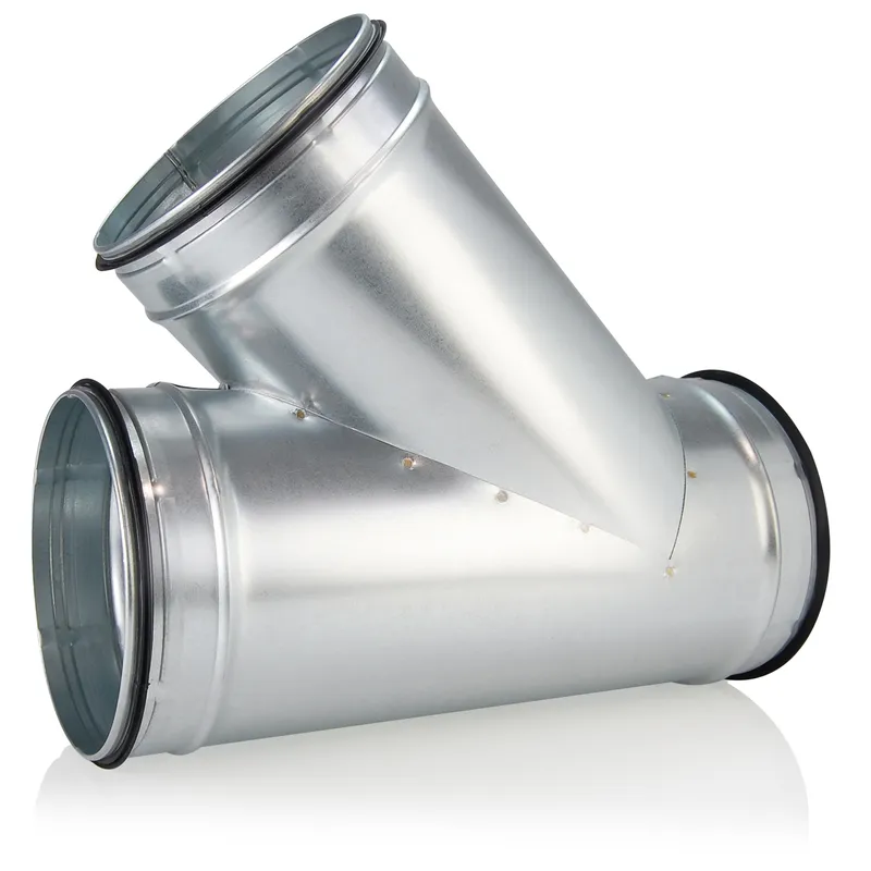 Wickelfalzabzweig-T-Stück AD 45' DN 315x250 mit Dichtung verzinkt