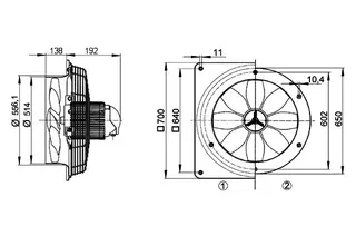 Maico Axial-Wandventilator EZS 50/6 B Stahlwandring, Wechselstrom, DN500 – Bild 4