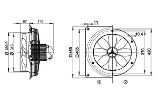 Maico Axial-Wandventilator EZS 30/2 B Stahlwandring, Wechselstrom, DN300 – Bild 4