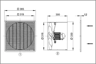 Maico Axial-Wandeinbauventilator EZF 30/4 B Unterputz, Wechselstrom, DN300 – Bild 5