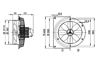 Maico Axial-Wandventilator DZS 25/84 B Stahlring, Drehstrom, DN250 – Bild 4