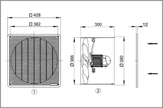 Maico Axial-Wandeinbauventilator EZF 35/4 B Unterputz, Wechselstrom, DN350 – Bild 5
