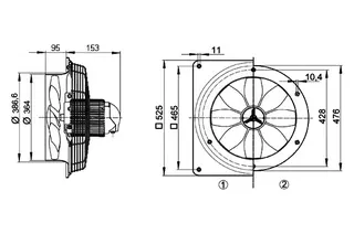Maico Axial-Wandventilator DZS 35/84 B Stahlring, Drehstrom, DN350 – Bild 4