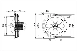 Maico Axial-Wandventilator EZQ 20/2 B quadrat. Wandplatte, Wechselstrom, DN200 – Bild 5