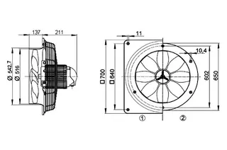 Maico Axial-Wandventilator DZQ 50/84 B quadrat. Wandplatte, Drehstrom, DN500 – Bild 5