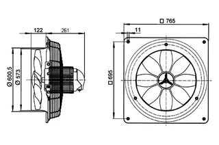 Maico Axial-Wandventilator DZQ 56/4 B quadrat. Wandplatte, Drehstrom, DN560 – Bild 5