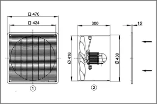 Maico Axial-Wandeinbauventilator DZF 40/8 B Unterputz, Drehstrom, DN400 – Bild 5