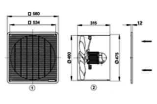 Maico Axial-Wandeinbauventilator DZF 45/4 B Unterputz, Drehstrom, DN450 – Bild 5
