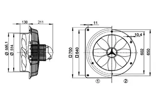 Maico Axial-Wandventilator DZS 50/84 B Stahlring, Drehstrom, DN500 – Bild 4