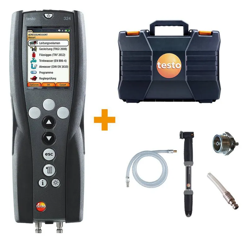 Testo Basis-Set 324, 0563324070 Netzt.,Stufenstopfen,Prüfpumpe,Koffer