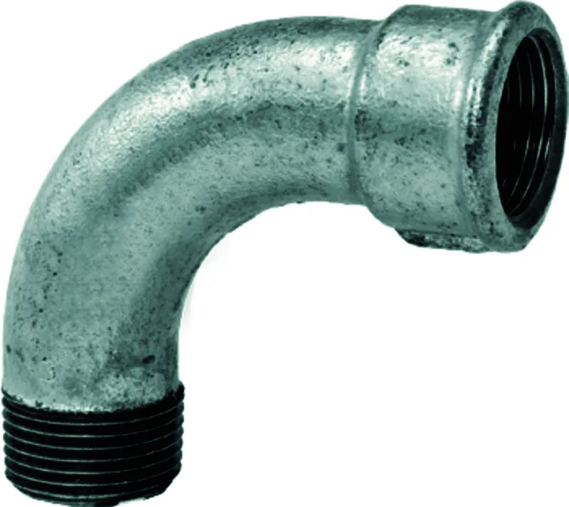 gebofittings Temperguss Gewindefittings 1 - Langer Bogen 90 - 1 1/2", verzinkt