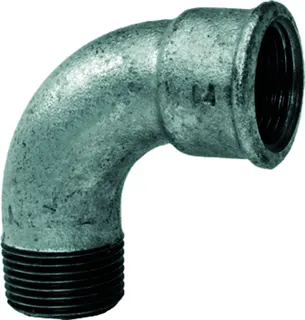gebofittings Temperguss Gewindefittings 1 A - Kurzer Bogen 90  - 1 1/2",verzinkt