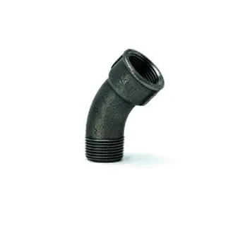 gebofittings Temperguss Gewindefittings 40 - Langer Bogen 45 - 1 1/4", schwarz