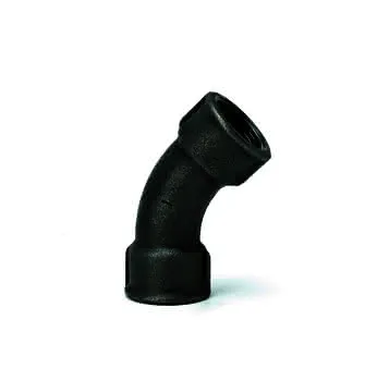 gebofittings Temperguss Gewindefittings 41 - Langer Bogen 45 - 3/4", schwarz